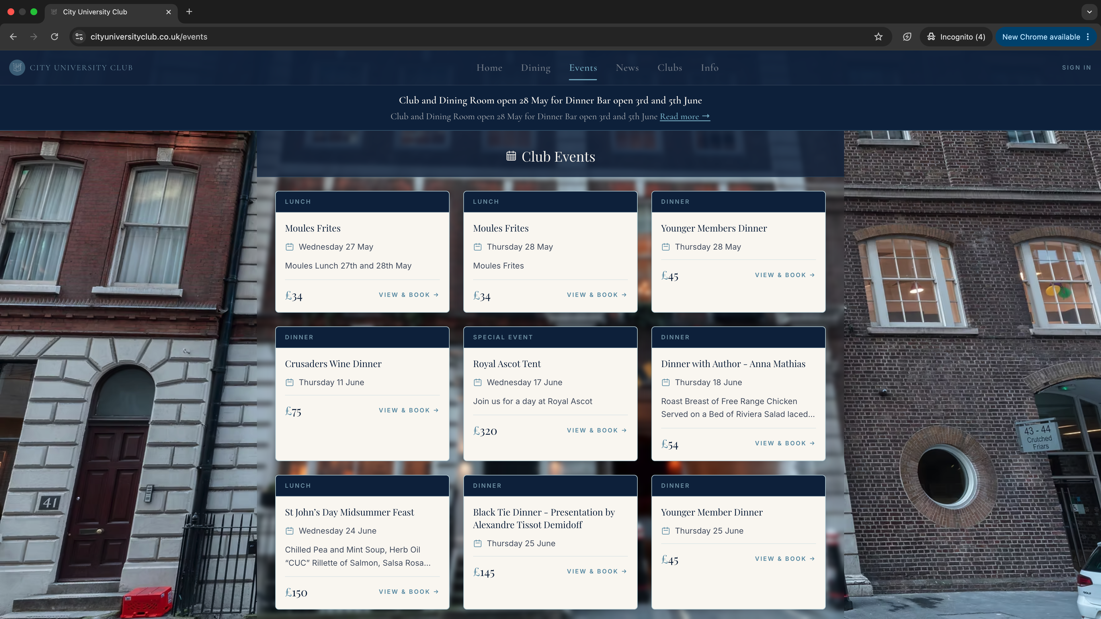 CityUniClub Website Screenshot 3